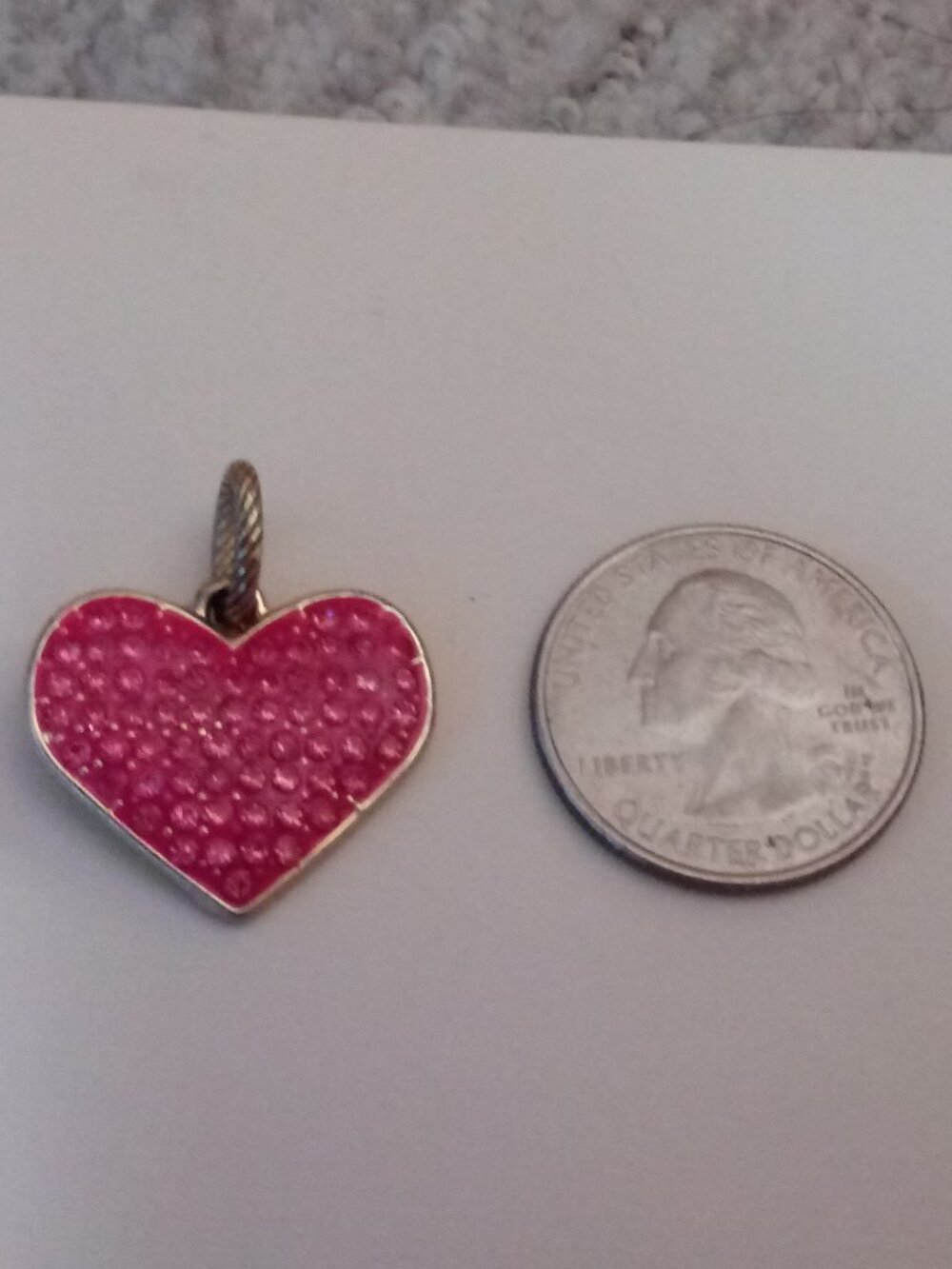 Brighton fushia crystal pendant charm heart gold tone crystal